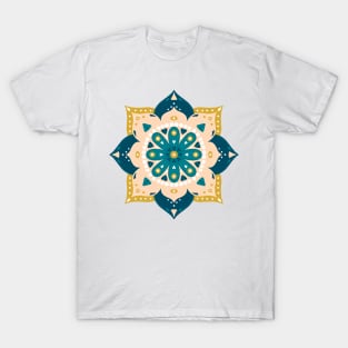 Mandala Teal and Yellow T-Shirt